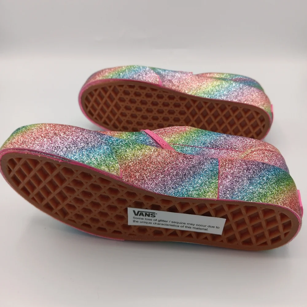 NIB Vans Classic Girls Slip Ons Shoes Various Sizes Glitter Rainglow - Picture 8 of 13